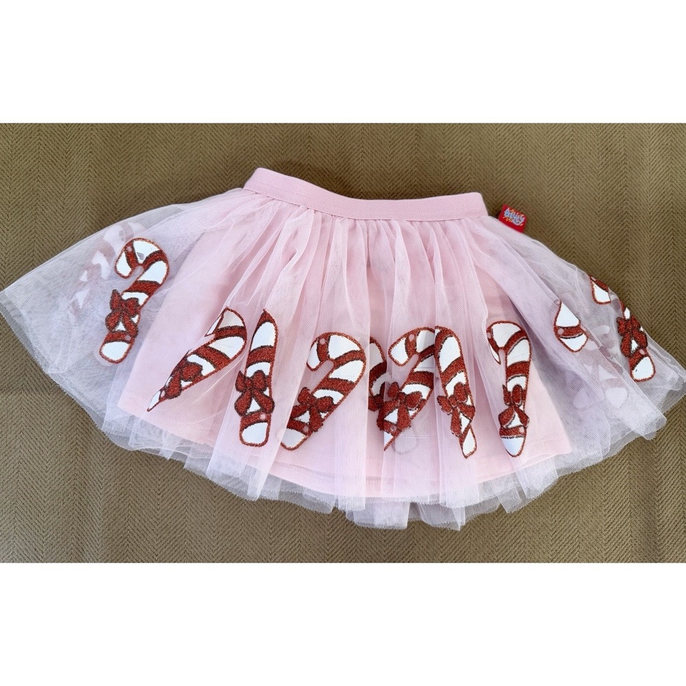 Bluey Pink Candy Cane‎ Tutu Skirt 18M Girls Christmas Mesh Polyester